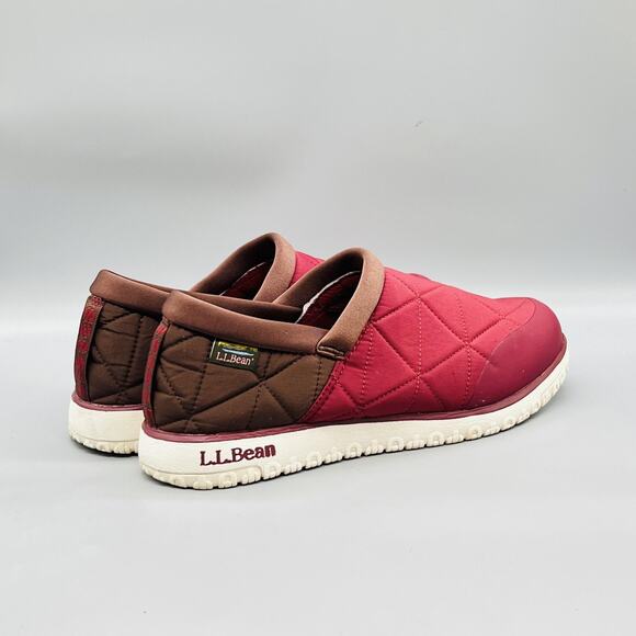LL Bean Shoes Mens 11 Red Brown Quilted Clog Slip On House Slippers Comfort main image 4
